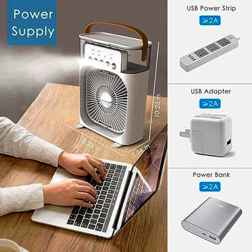 Rechargeable Air Conditioner with Fast Cooling, 3 Speeds, USB Compatibility (Mini AC)